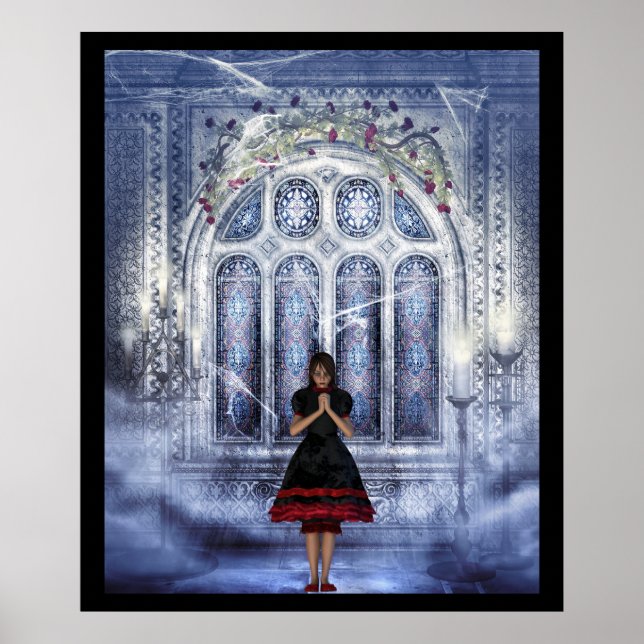 gotisk flicka i en katedral poster (Framsidan)