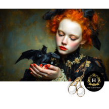 Gotisk flicka med svart baby-drake decoupagekonst