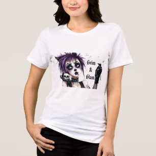 Gotisk flickporträtt - dyster och glamourös t shirt