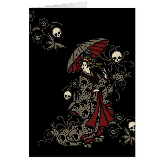 Gotisk Geisha Hälsningskort (Framsidan)