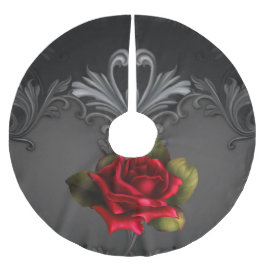 Gotisk Glamour Röd Ros Svart Ornamental Glam Julgransmatta Borstad Polyester