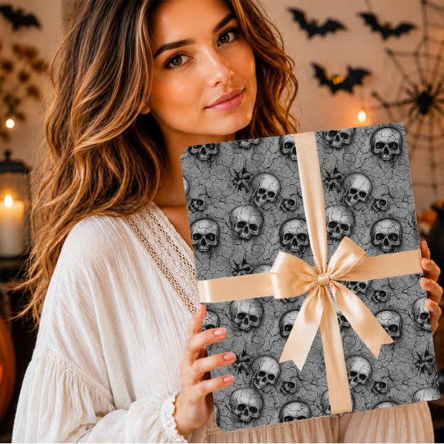 Gotisk grå sprucken jord skallmönster presentpapper (Skapare uppladdad)