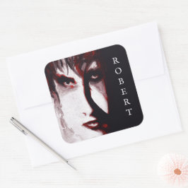 Gotisk Gud Post Punk Goth Musik Man Porträtt Konst Fyrkantigt Klistermärke