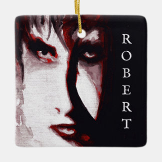 Gotisk Gud Post Punk Goth Musik Man Porträtt Konst Julgransprydnad Keramik