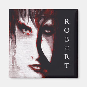 Gotisk Gud Post Punk Goth Musik Man Porträtt Konst Magnet