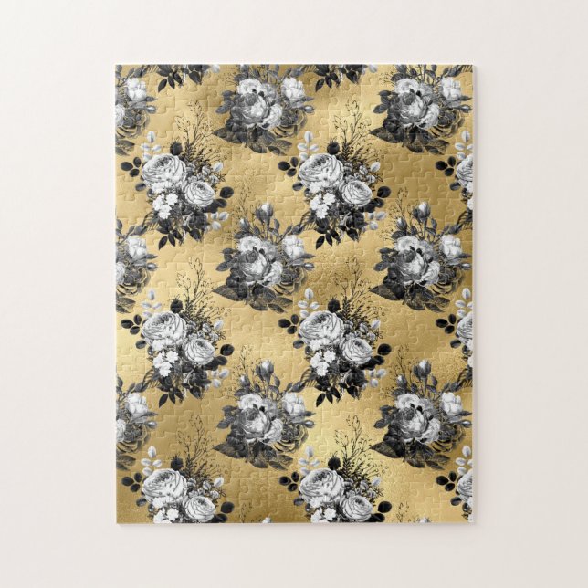 Gotisk gul blomma blad blomsterillustration pussel (Vertikal)