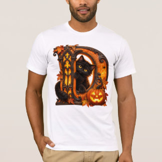 Gotisk Halloween-bokstav D – Kuslig pumpa & svart T Shirt