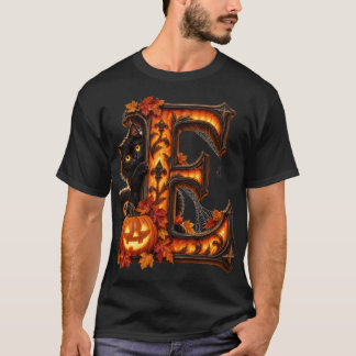 Gotisk Halloween-bokstav E - spöklik pumpa och sva T Shirt