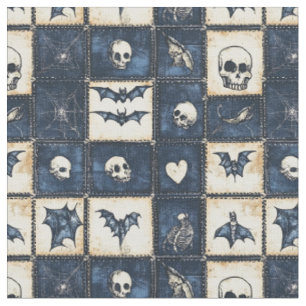 Gotisk Halloween Denim Lapptäcke Mönster Tyg