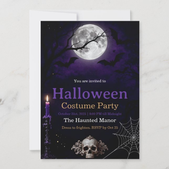 Gotisk Halloween-fest Invitation | Elegant Mörker Tack Kort (Framsida)