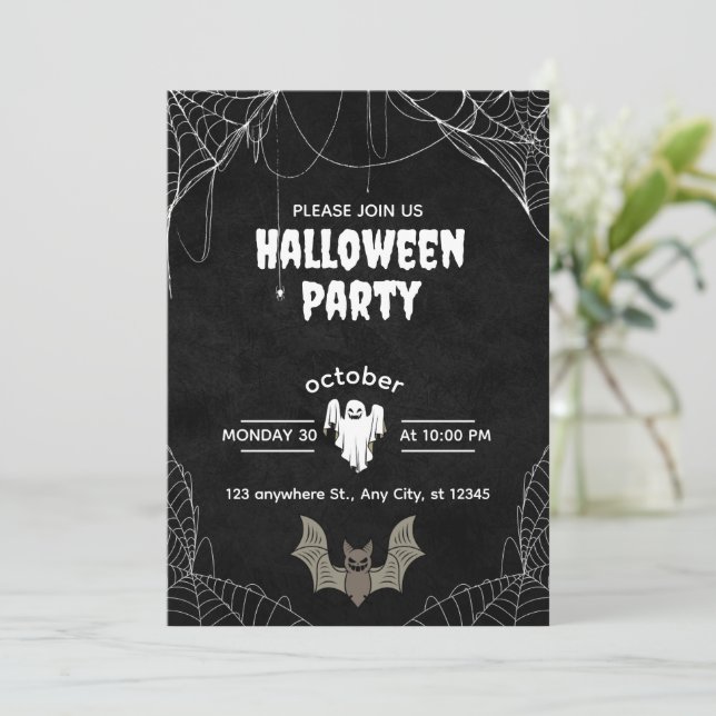 Gotisk Halloween-festinvitation med spindlar Inbjudningar (Stående Fram)