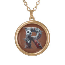 Gotisk Halloween-halsband med initialet R – Skelet
