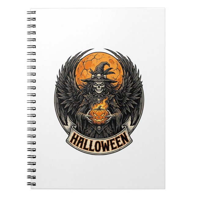 Gotisk Halloween Häxa Vintage Anteckningsbok (Framsidan)