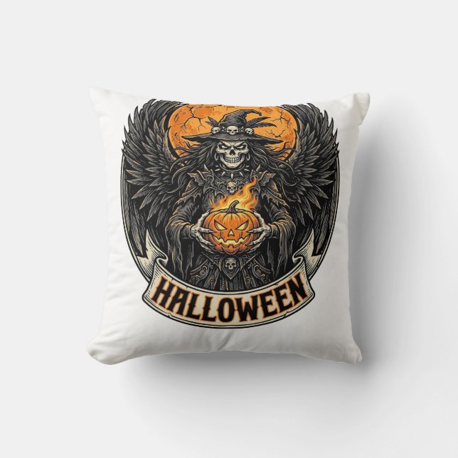 Gotisk Halloween Häxa Vintage Kudde (Framsida)