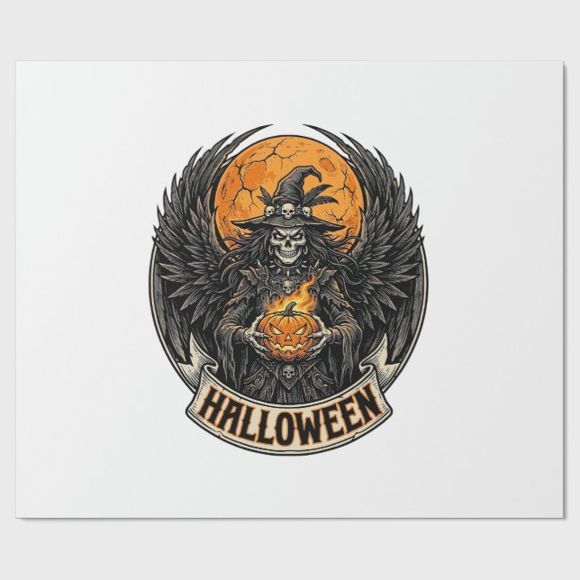 Gotisk Halloween Häxa Vintage Presentpapper (Platt)