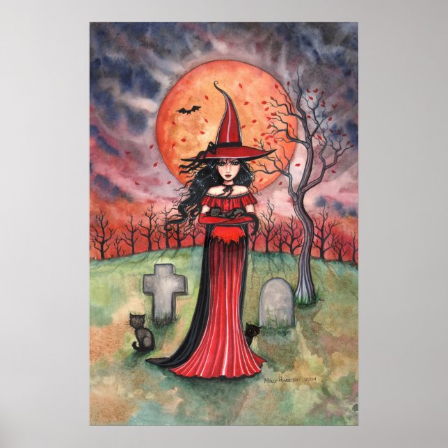 Gotisk Halloween-häxaaffisch av Molly Harrison Poster (Framsidan)