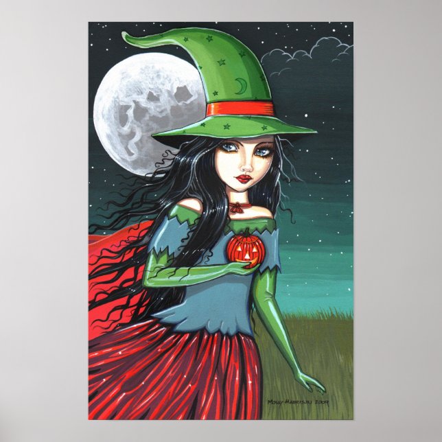Gotisk Halloween-häxaaffisch av Molly Harrison Poster (Framsidan)