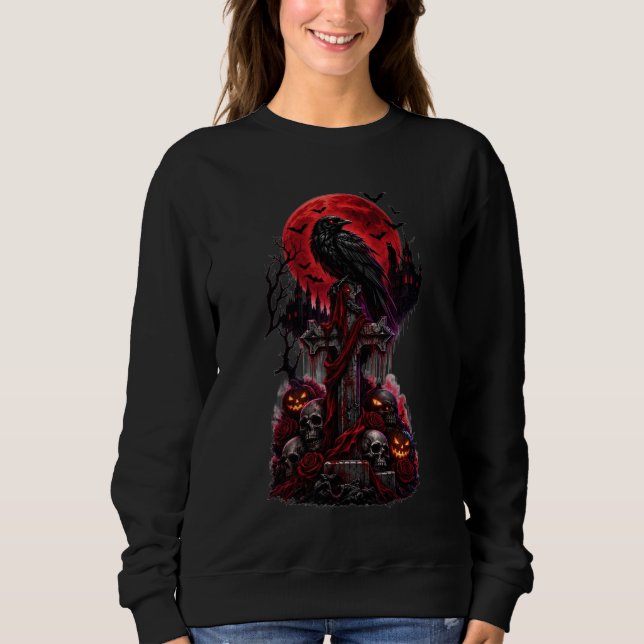 Gotisk Halloween-korpgrav med pumpa T Shirt (Framsida)