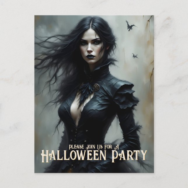 Gotisk Halloween-mysterieinbjudan Helg Vykort (Framsida)