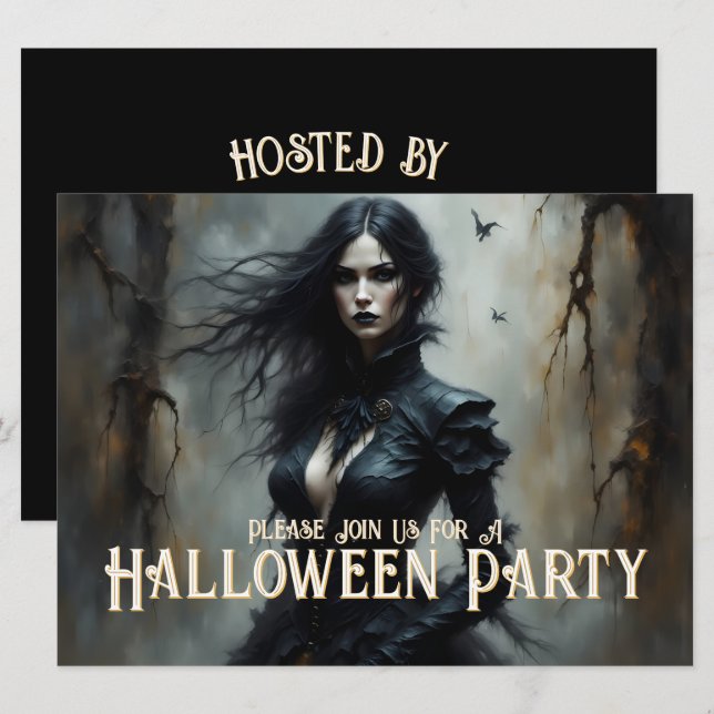 Gotisk Halloween-natt av mystik inbjudan (Fram/baksida)