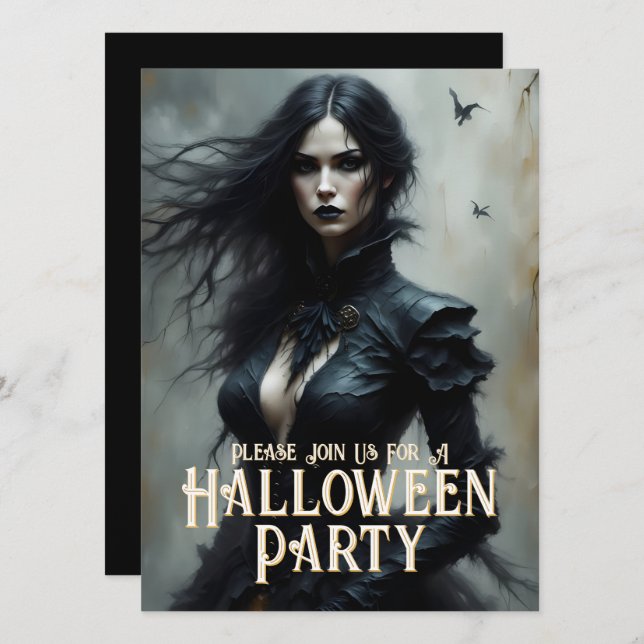 Gotisk Halloween-natt av mystik inbjudan (Fram/baksida)