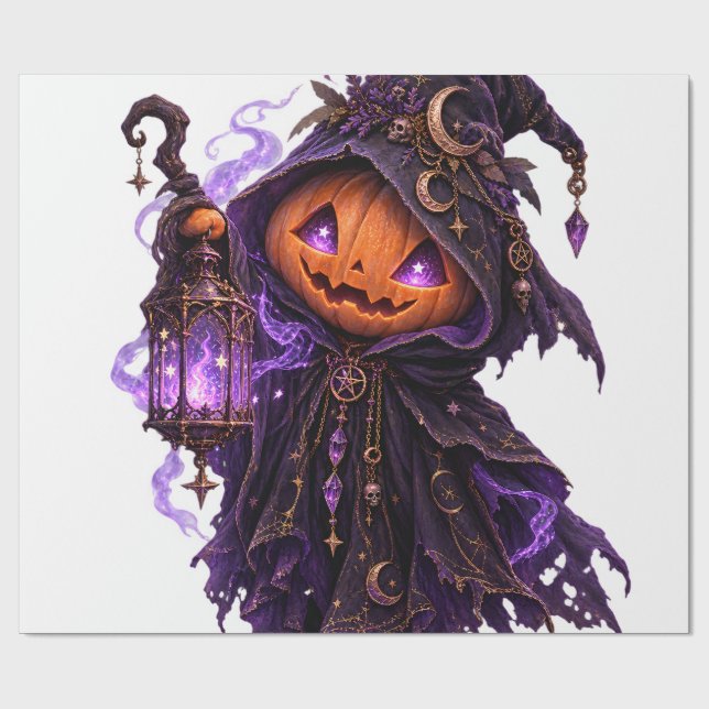 Gotisk Halloween-pumpa Spökmagi Lykta Konst Presentpapper (Platt)