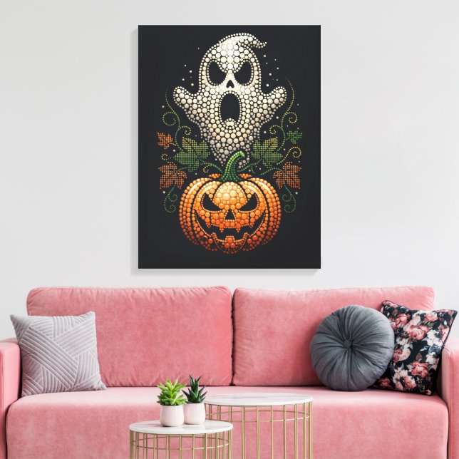 Gotisk Halloween Skalle Pumpa  Canvastryck (Insitu (Vardagsrum))