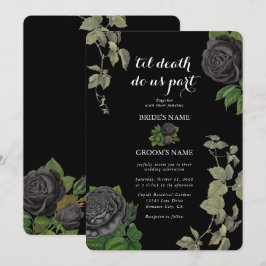Gotisk Halloween Svarta Rosor Bröllop Inbjudningar