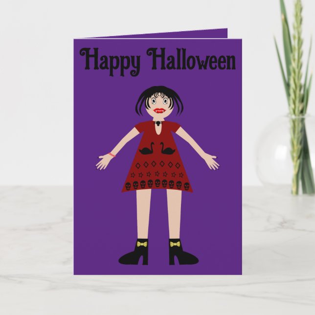 Gotisk Halloween-vampyrdama Anpassad Kort (Framsida)