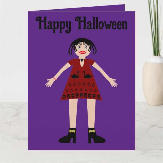Gotisk Halloween-vampyrdama Anpassad Kort (Framsida)