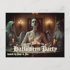 Gotisk Halloweenbankett i ljuset från levande ljus Helg Vykort