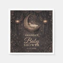 Gotisk halvmåne stjärnor baby shower pappersservett