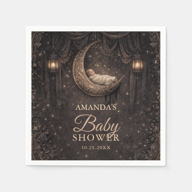 Gotisk halvmåne stjärnor baby shower pappersservett (Framsidan)