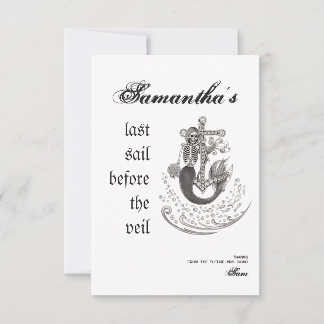 Gotisk Havsjungfru Sista Seglet Slöja Systerfest Tack Kort (Framsida)