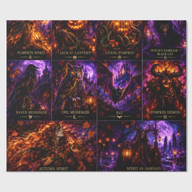 Gotisk häxa & Halloween-monster presentpapper (Platt)