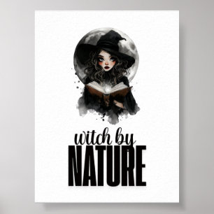 Gotisk häxa natur fullmåne design poster