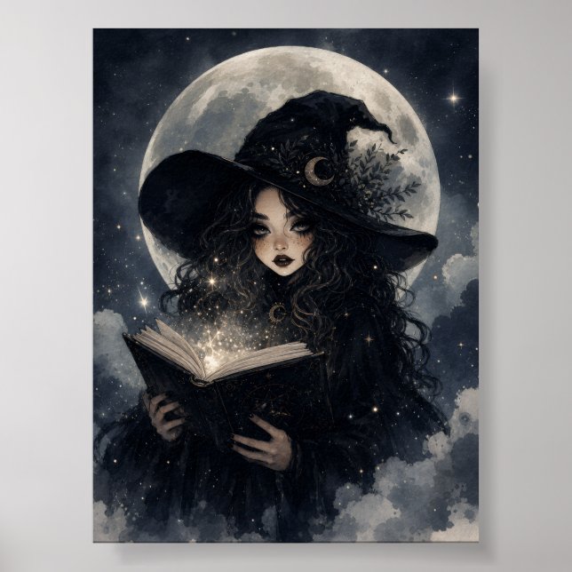 Gotisk häxa natur fullmåne design ||  poster (Framsidan)