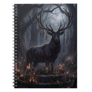 Gotisk hjort Mörk skog Konsttryck Anteckningsbok