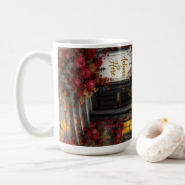 Gotisk höststuga Rosor Typsnittskonst Kaffemugg