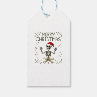 Gotisk jul ful julskalle rock jul t-shirt presentetikett