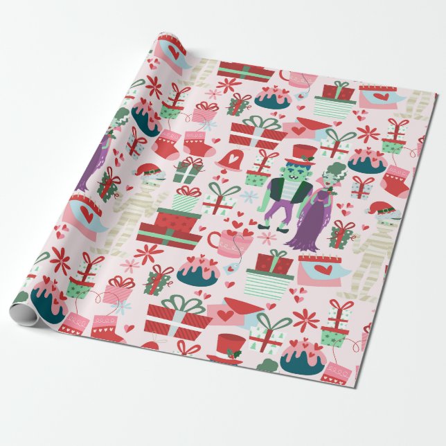 gotisk jul skräck Brud Frankenstein Mumie Presentpapper (Utrullad)