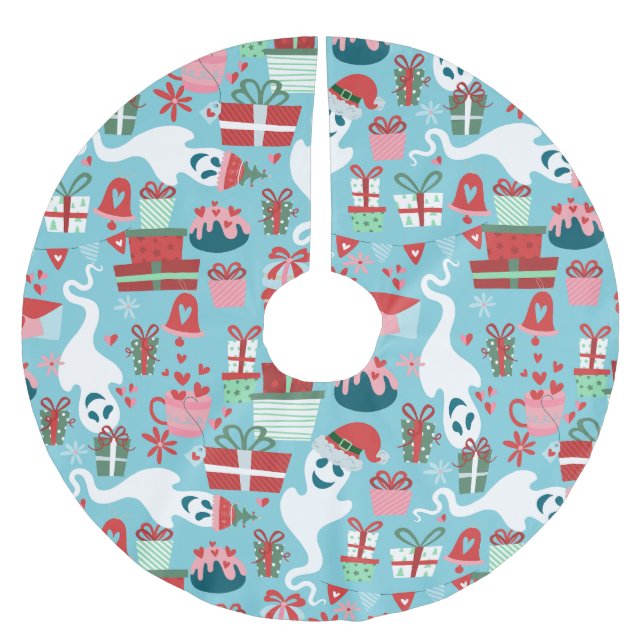 gotisk jul skräck jul tomte spöken blå julgransmatta borstad polyester (Framsidan)