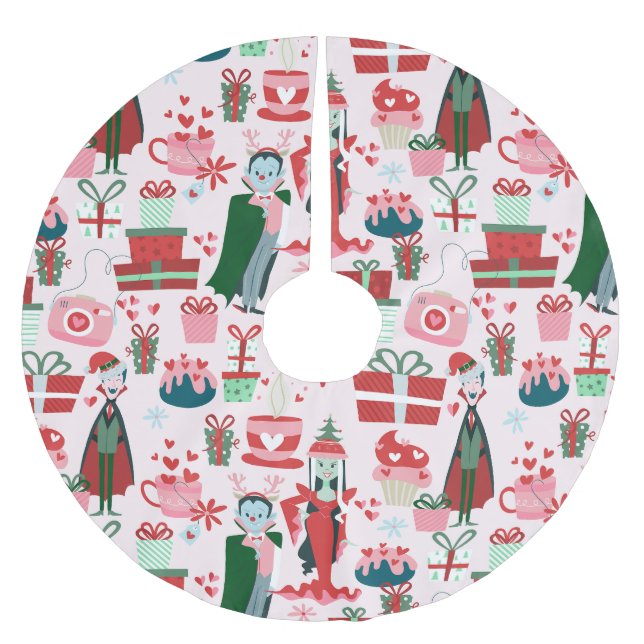 gotisk jul skräck jul tomte vampyr par julgransmatta borstad polyester (Framsidan)