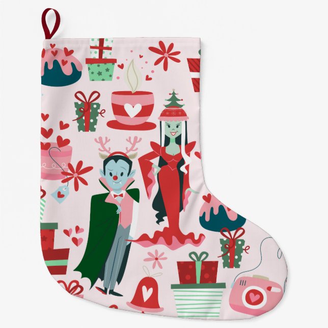 gotisk jul skräck jul tomte vampyr par stor julstrumpa (Framsidan)