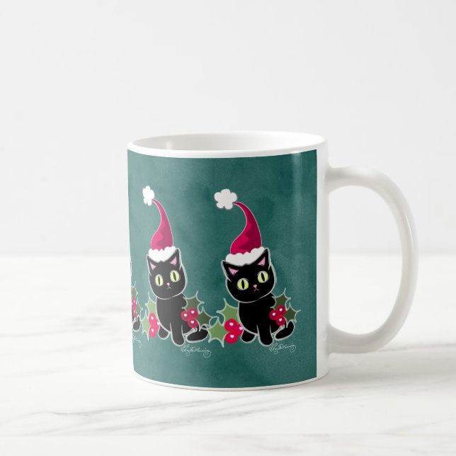 Gotisk julkatt grön kaffemugg (Höger)