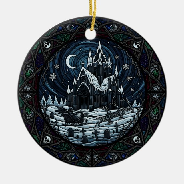 Gotisk julkyrkogård Tomte  Julgransprydnad Keramik (Framsidan)
