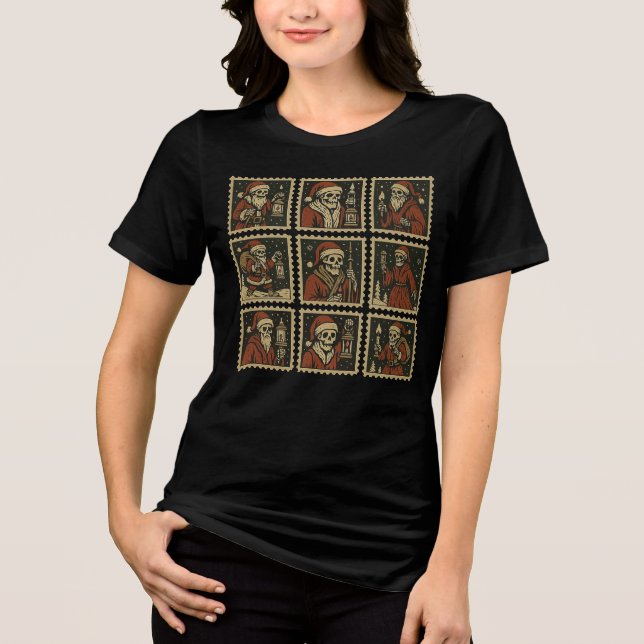 Gotisk jullykta stämpelgaller dam t shirt (Framsida)