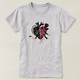 Gotisk Kärlek Gör Ont Brutal Hjärta T-Shirt