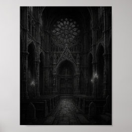 Gotisk katedral i svart + vitt affisch