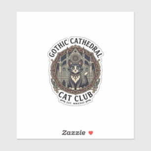 Gotisk katedral katt katt grafisk t-shirt konst - klistermärken